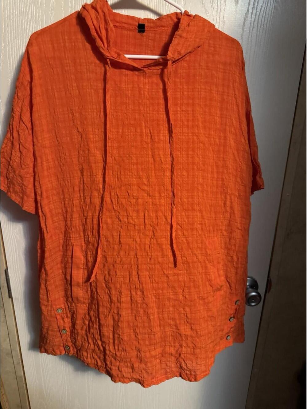 Orange Hooded Swimsuit Beach Coverup 2X Comfy Stylish Cutie